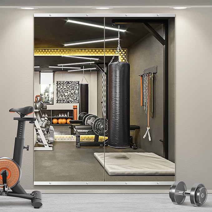 Home Gym Mirror for Wall, 60x25x2PCS Frameless Full Length Mirror, Silver by TRAHOME