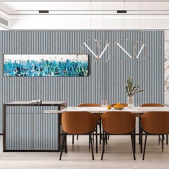 Gray Wood Slat Peel and Stick Wallpaper - 23.6"x120" Textured Faux Wood Self-Adhesive, Waterproof Removable Wall Panel for Bedroom, Living Room, Office - Easy Install - Image 4