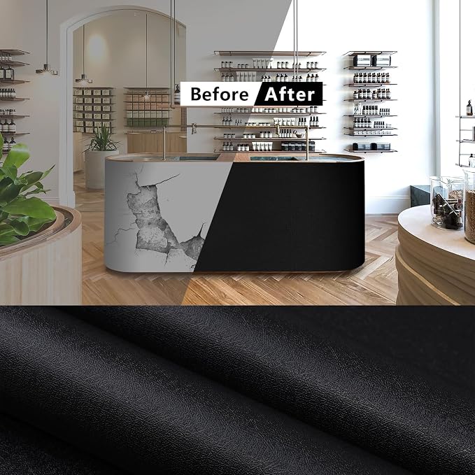 Black Contact Paper Solid Black Peel and Stick Wallpaper Matte Self Adhesive Waterproof Vinyl Roll for Bathroom Kitchen Cabinets Shelf Liners Drawers A Set of 17.3"x480" - Image 7