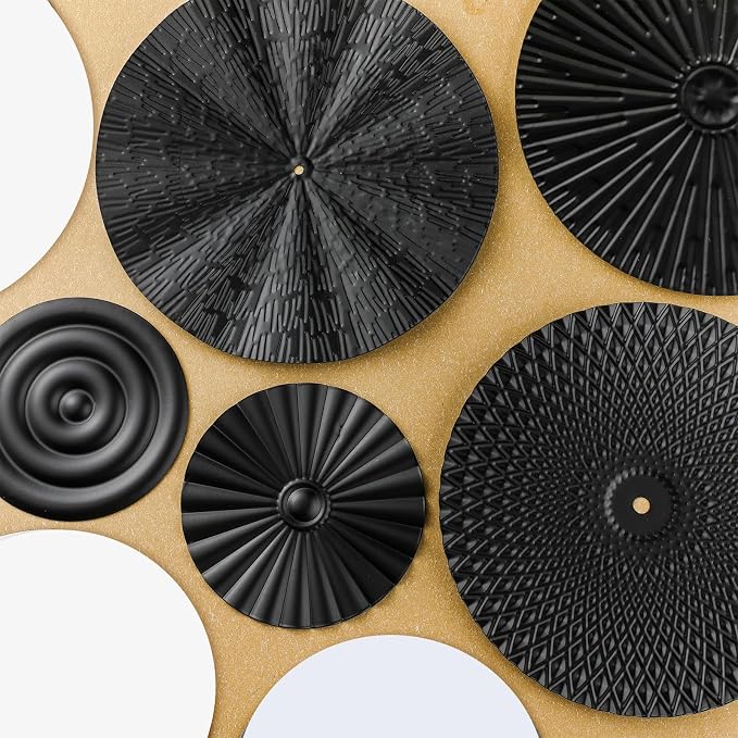 Blulu 9 Pcs Black Mirror Wall Decor Metal Round Home Art Decor Decorative Modern Circle Mirror Wall Art Sculpture Hanging Decorations for Home Living Room Office - Image 7