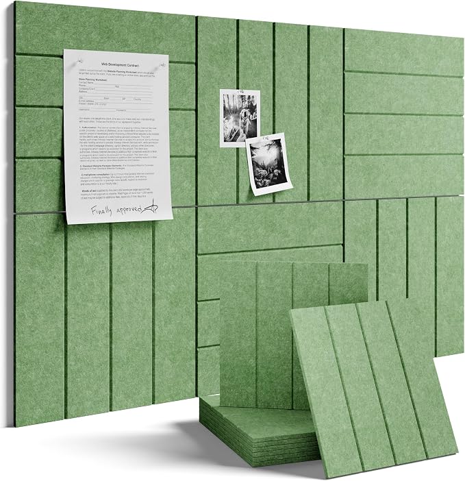 Fluxynara 36" x 24" Large Felt Bulletin Board, Moss Green | 6 Pack Cork Board Alternative with 30 Safe Adhesive Tabs, Felt Pin Boards for Wall Decor, Home, Office, Classroom, Dorm by FLUXYNARA