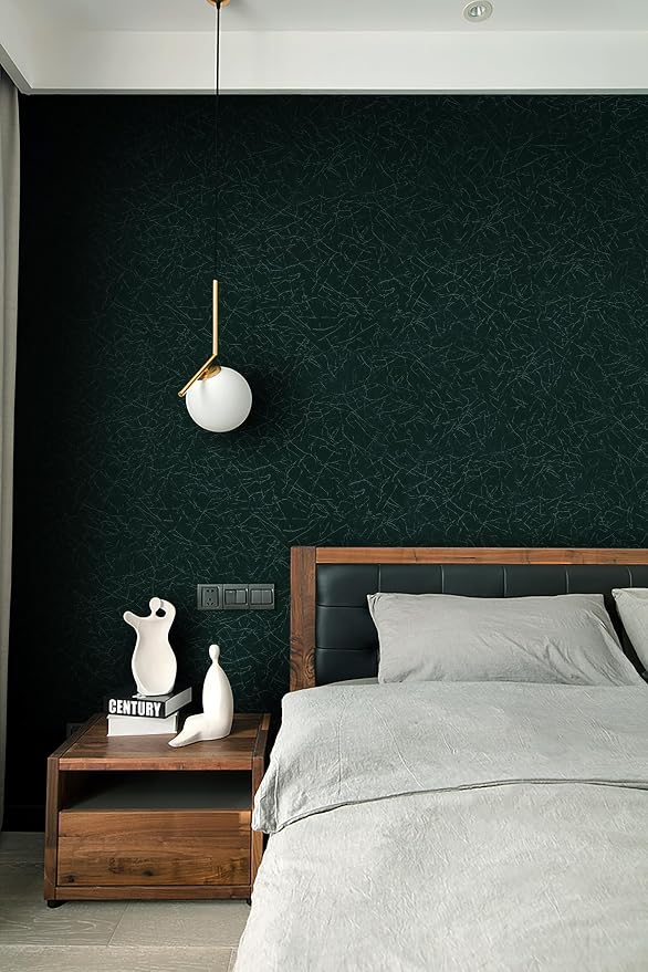 Safiyya Wallpaper Blackish Green Silk Peel and Stick Wallpaper Textured Green Contact Paper Removable Solid Color Self Adhesive Wall Paper Vinyl Rolls 118"x 17.3" - Image 6