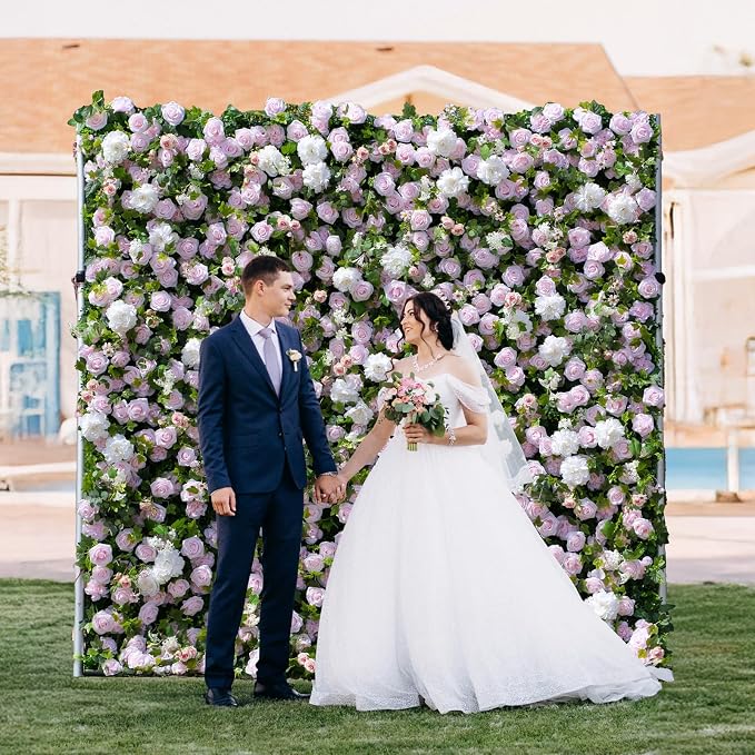 4ft*8ft Artificial Flower Wall Panels, 3D Silk Floral Wall Backdrop | Rose Wall for Wedding, Baby Show, Party and Home Decor, Quick Assembly/Storage, Both Eco ＆ Pet Friendly - Image 2