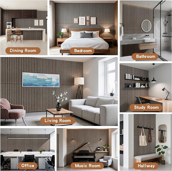 Soundproof Panels,10 Pack 47.2”x23.6” Acoustic Wall Panels,Walnut | Simulated Wood Grain Finish Sound Dampening Panels,Decorative PVC Wood Veneer Acoustic Panels, High-Density Polyester Fiber - Image 7