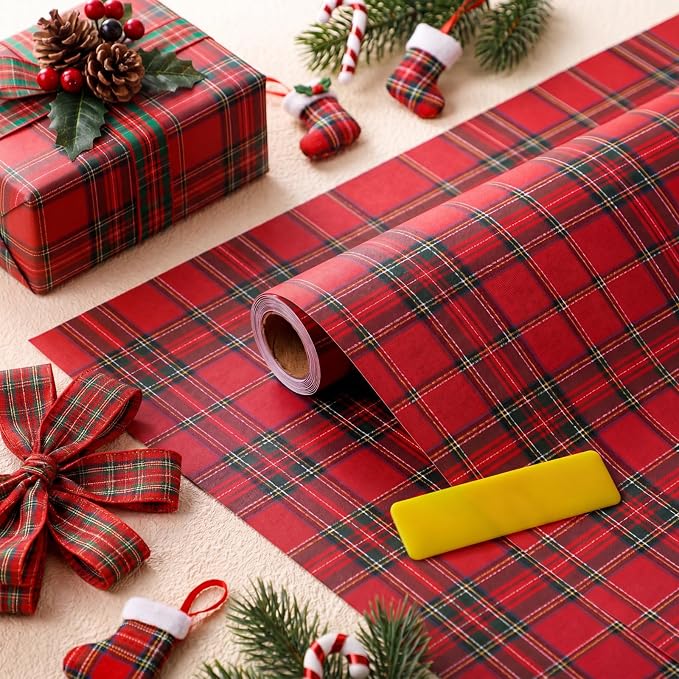 Drydiet Tartan Plaid Wallpaper Peel Stick Contact Paper 15.8 x 118.1 | Self Adhesive, Red and Green Plaid Plaid Design, Easy Apply Remove, for Home Locker Dorm Classroom Living Room Decor - Image 3