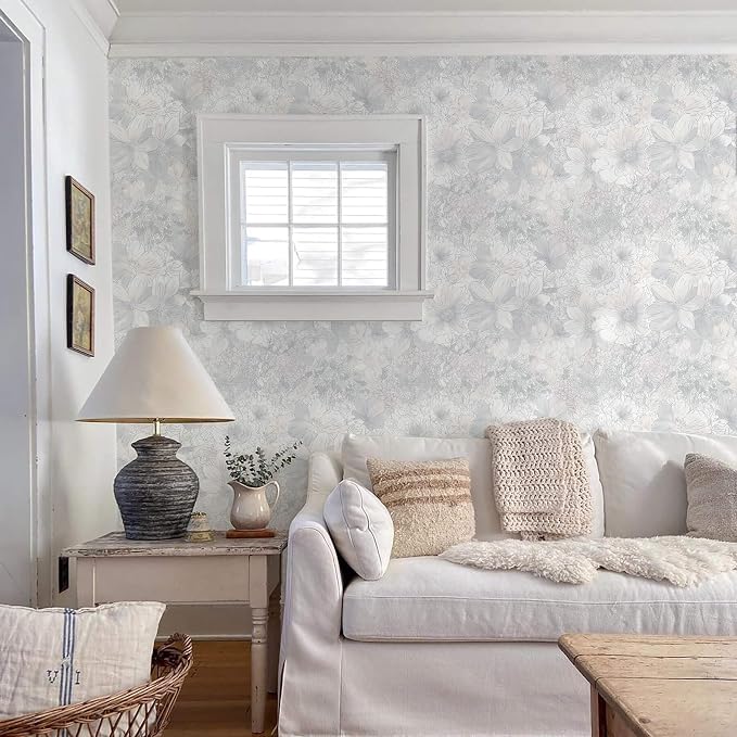 Heroad Floral Peel and Stick Wallpaper Vintage Grey/Pink Contact Paper 17.3''x393'' Removable Self-Adhesive Wall Paper for Cabinets Bedroom Bathroom Waterproof Renter Friendly Mural Decor Vinyl Roll - Image 5