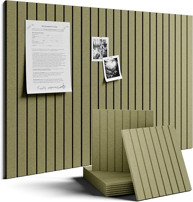 Fluxynara 36" x 24" Large Felt Bulletin Board, Olive Green | 6 Pack Cork Board Alternative with 30 Safe Adhesive Tabs, Pin Boards for Wall Decor, Home, Office, Classroom,Dorm by FLUXYNARA