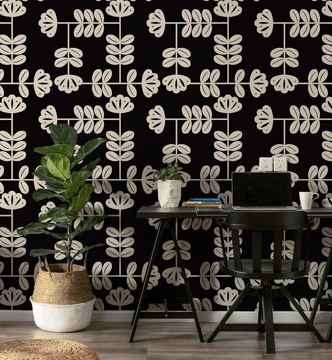 HeloHo Peel and Stick Wallpaper Black and Cream White Wallpaper Vintage Wall Paper for Bedroom 393.78"x17.3" Modern Self-Adhesive Removable Thicken Waterproof Contact Paper for Cabinet Bathroom Vinyl - Image 8