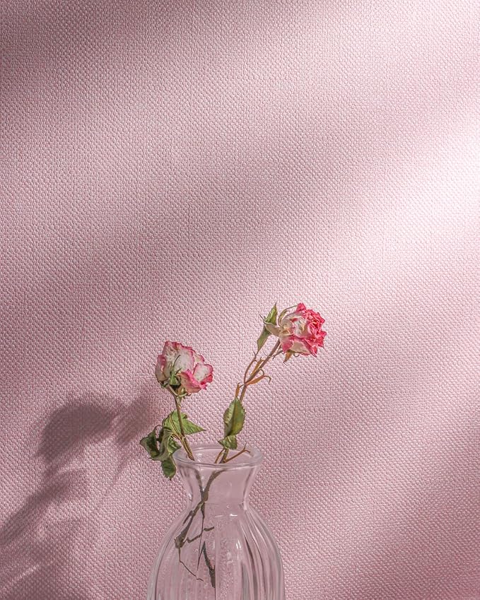 Pink Peel and Stick Wallpaper Grasscloth Paper 15.7in x 196.8in | Textured Wallpaper Peel and Stick Vintage Faux Linen Contact Paper Self Adhesive Removable Grasscloth for Bedroom Vinyl - Image 8