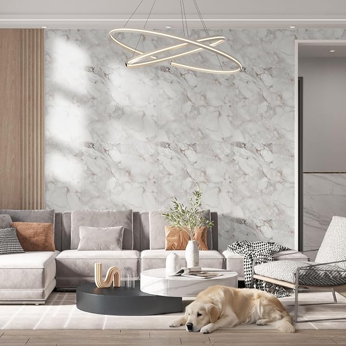 Vieshful 20pcs Peel and Stick Backsplash Tile，11.8"x11.8" Self Adhesive Marble Tile for Wall, PVC Waterproof Shower Wall Panels, Back Splash Stick on Tiles for Kitchen Bathroom, Champagne Gold - Image 6