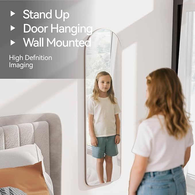 57x16" Full Length Mirror Floor Stand,Over the Door,Wall Mounted Silver - Image 9