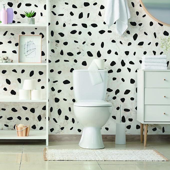 Black Polka Dot Wall Decals, Modern Dalmatian Spots Wall Décor | Matte vinyl spot stickers for a playful accent wall in minutes. Peel and stick for nursery, bedroom, bathroom, living room. - Image 4