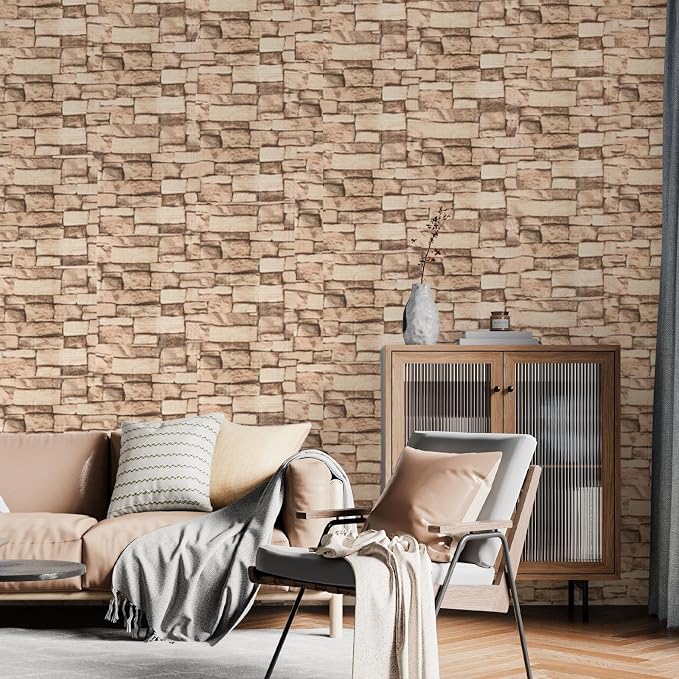 Peel and Stick 3D Foam Stone Wall Panels, Self Adhesive Wallpaper | 20Pcs Soft Flexible Kitchen Backsplash Peel and Stick (13.7 * 15.1in) Waterproof DIY Install Decorative Wall Panels - Image 2