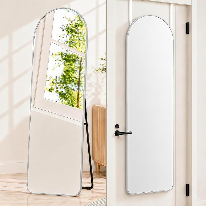57x20" Full Length Mirror Floor Stand,Over the Door,Wall Mounted Silver by SCWF-GZ