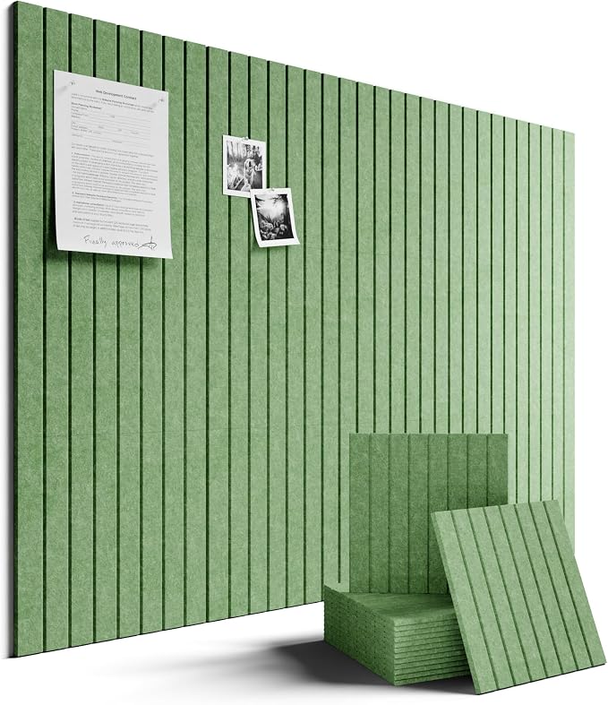 Fluxynara 48" x 36" Large Felt Bulletin Board, Moss Green | 12 Pack Cork Board Alternative with 60 Safe Adhesive Tabs, Pin Boards for Wall Decor, Home, Office, Classroom,Dorm by FLUXYNARA
