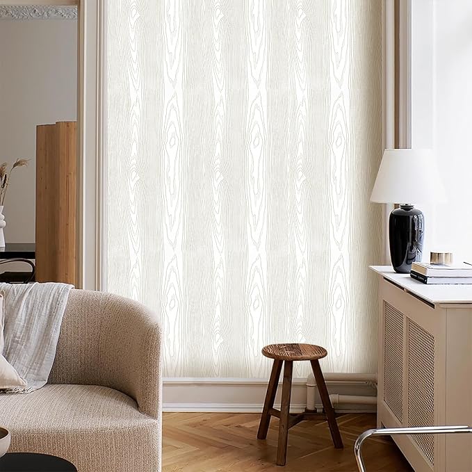 Yun-aeon Light White and Silver Wood Contact Paper 17.3"x120" Rustic Wooden Peel and Stick Wallpaper Removable Self-Adhesive Wallpaper Wood Grain Contact Paper for Countertops Cabinets - Image 8