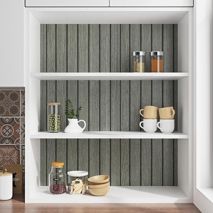 3D Grey/Black Wood Slat Wall Panels PVC Peel and Stick Wood Panels | Acoustic Wall Panels Self Adhesive Removable Wood Wallpaper for Bedroom RV Interior Wall Decor Stick on Walls 11.8 x 118 in - Image 5