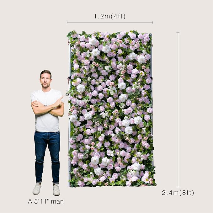 4ft*8ft Artificial Flower Wall Panels, 3D Silk Floral Wall Backdrop | Rose Wall for Wedding, Baby Show, Party and Home Decor, Quick Assembly/Storage, Both Eco ＆ Pet Friendly - Image 6