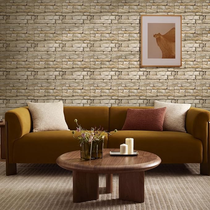 3D Faux Stone Wall Panels Peel and Stick, Designed for Quick DIY | Light Brown, 10 Pcs 11.8" x 11.8", Stone-Look, Ultra-Light PVC Fake Stone Covering Tiles for Wall Renovation, Cover 9.7 sq ft - Image 7