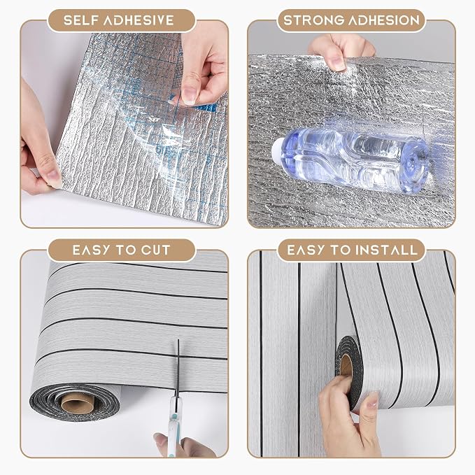 VEELIKE Light Grey Wood Slat Wall Panel Peel and Stick Wood Wall Panels for Interior Walls Decor Ceiling TV Backdrops 17''x118'' Self Adhesive 3D Foam Slat Wallpaper Paneling for Bedroom Headboards - Image 8