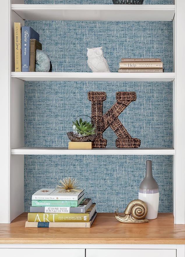 NuWallpaper NU2918 Navy Poplin Texture Peel & Stick Wallpaper, Blue - Image 6