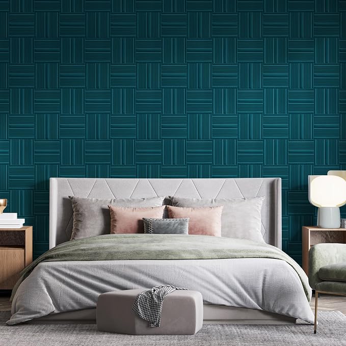Velvet 3d wall panels for Interior wall Decor peel and stick, Soundproof Geometric Textured 3d Wall Panels for Living Room, Bedroom, TV Background 17.7" x 17.7", Covers 26.15 Sq.Ft 12pcs Teal - Image 7