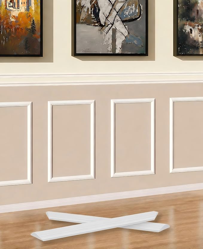 Peel and Stick Wall Molding Set, 2 Frames, 16 x 20 Inch | Two 16 x 20 in pre-cut frames add simple decorative detail to doors, cabinets, entryways, and small accent walls. by Yandyn