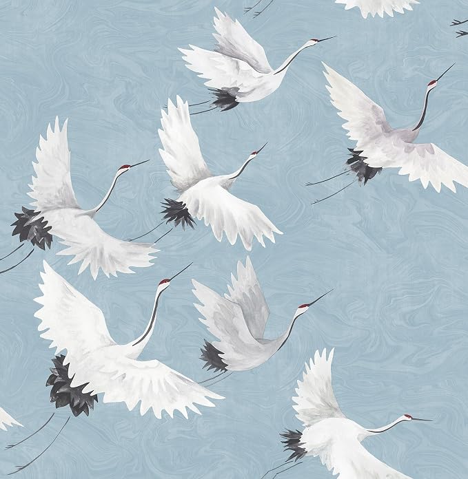 NuWallpaper Halcyon Peel and Stick Wallpaper, Blue, Removable Wallpaper, 20.5 in x 18 ft by NuWallpaper