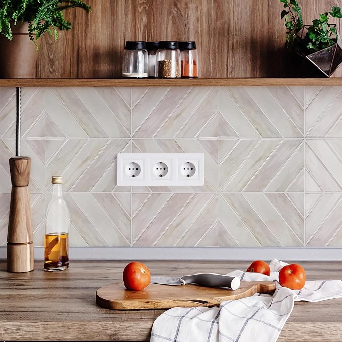 STICKGOO Herringbone Peel and Stick Backsplash, Eurasian Wood, 10 Sheets | 12.6 x 9.7 in, Thicker Rectangular Vinyl Stick-On Wall Tiles, Easy Alignment, Waterproof, Easy to Clean, Kitchen/Bathroom - Image 3