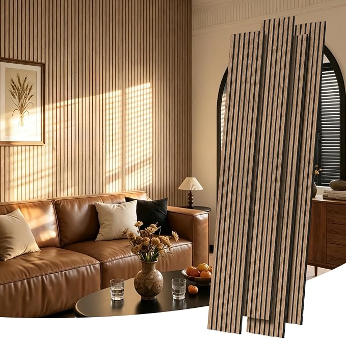 RITOLLO Wood Panels for Wall, Acoustic Wall Panels 94.5 x 11 in, 80 Pack, 3D Wood Slat Sound Absorbing Panels for Interior Wall Decor, Home Office Studio (Natural Walnut) by Ritollo