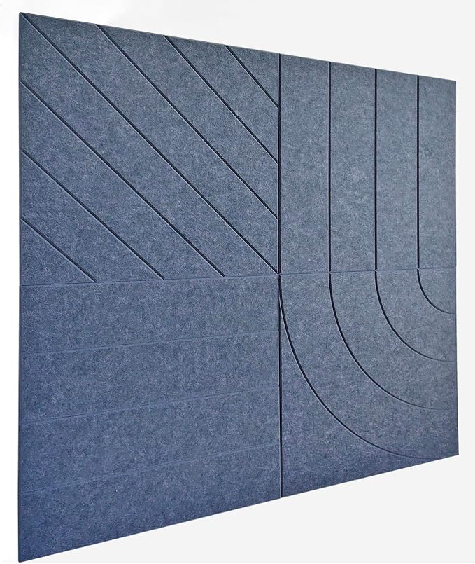 21.65" Large Square Acoustic Panels 4-Pack - Sound Absorbing Wall Panels, Noise Reducing Soundproof Decorative Felt Tiles for Home Office, Studio, Living Room - Denim Blue by DesignerManufacturerofInnovativeBulletinBoardSolutionsforHomeOffice