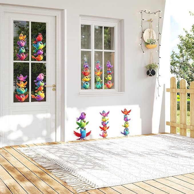 10P Funny Colorful Birds Vinyl Decals on Branch Wall Car Home for Girl Boys | Easy to Peel and Stick, Waterproof, with Vibrant Colors and Lively Designs Suitable for a Variety of Occasions - Image 6