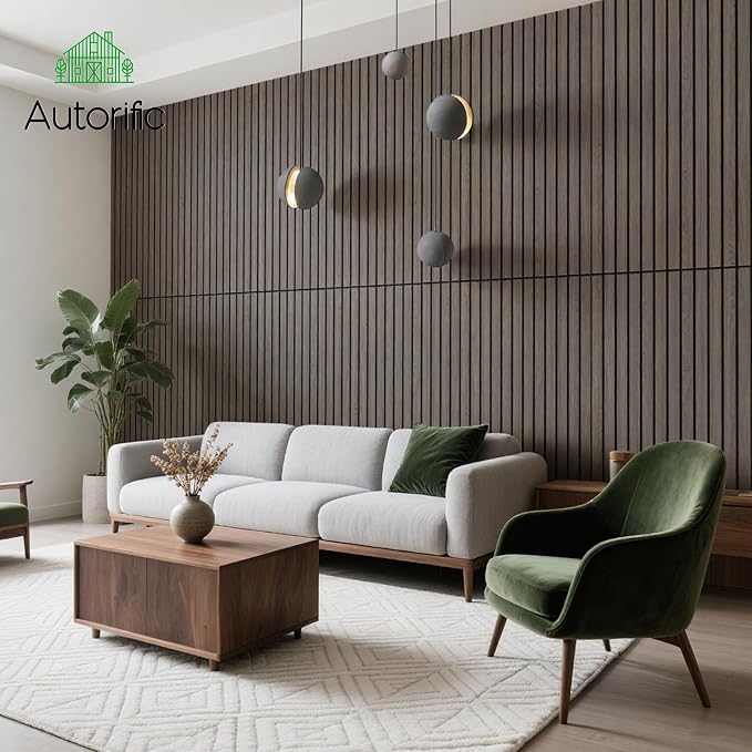 Acoustic Wall Panels,4 Pack 47.2”x23.6”x0.35” Sound Panels,Walnut | Simulated Wood Grain Finish Sound Dampening Panels,Decorative PVC Wood Veneer Acoustic Panels, High-Density Polyester Fiber - Image 5