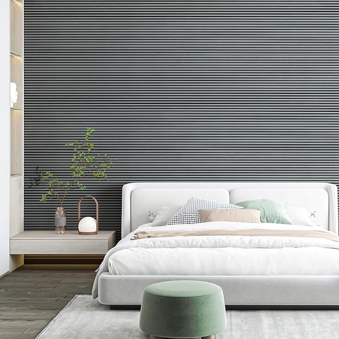 Art3d Fine Bar Slim Slat Wall Panel, 104 x 12 Inch, 4-Pack, Weathered Teak | Lightweight, Wainscoting, Waterproof, Easy to Clean, Sturdy, Glue on, Elegant Style, for Bedroom, Office, Home Improvement - Image 3