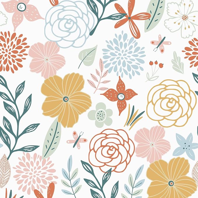 WENMER Floral Peel and Stick Wallpaper 17.71”×1181”Boho Floral Wallpaper Pink Floral Contact Paper Self Adhesive Removable Wallpaper for Bathroom Cabinet Decorative by WENMER