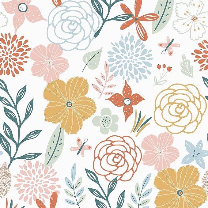 WENMER Floral Peel and Stick Wallpaper 17.71”×394”Boho Floral Wallpaper Pink Floral Contact Paper Self Adhesive Removable Wallpaper for Bathroom Cabinet Decorative by WENMER