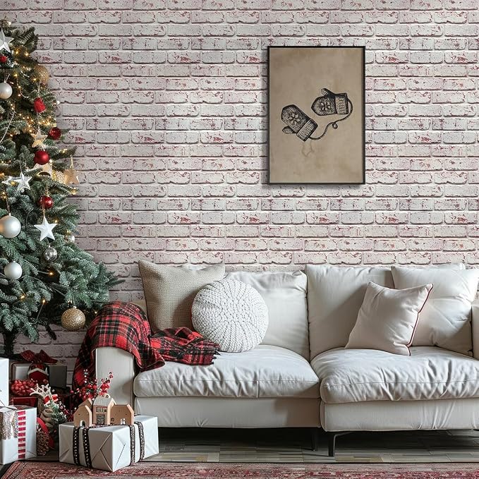 COMSTICKC 3D Faux Brick Wall Panels Peel and Stick, 10 Pcs 11.8" x 11.8" | Whitewash, Not Real Brick, Small Size, Ultra-Light PVC Sticker, Fake Brick Decorative Tiles for DIY Decor, Cover 9.7 sq ft - Image 2