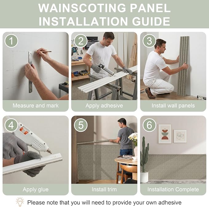 Wainscoting Panels for Living Room, Bedroom,Dining Room & Hallway | 17PCS 39 x 5 Inch Decorative Grey Oak PS Waterproof Board and Batten Wall Panel for Interior Wall Décor- Covers 22.43 Sq.Ft - Image 7