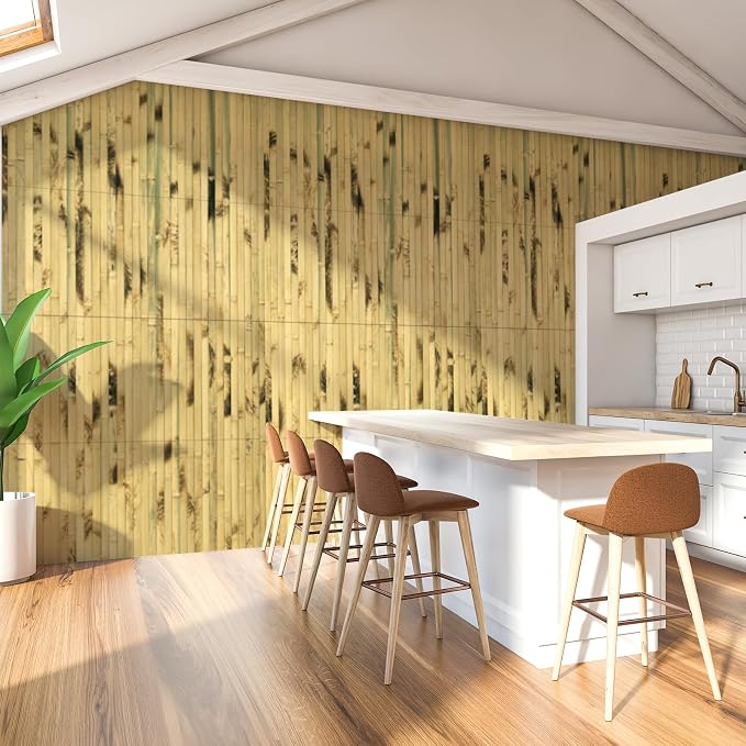Art3d 12 x 96 in Pole Wrap Natural Bamboo Wall Panel, 1-Pack, Light Burned | Renewable Raw Board, Waterproof, No Emission, Wear-Resistant, Freely Cuttable, Stylish Wall Decor for Bedroom and Office - Image 8