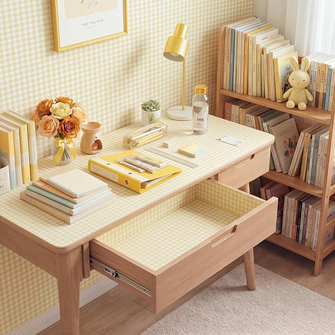 Drydiet Yellow Gingham Wallpaper Peel and Stick Contact Paper 15.8 x 118.1 | Self Adhesive Removable, Wall Sticker Paper for Bulletin Home Locker Dorm Classroom Bedroom Living Room Decor - Image 4