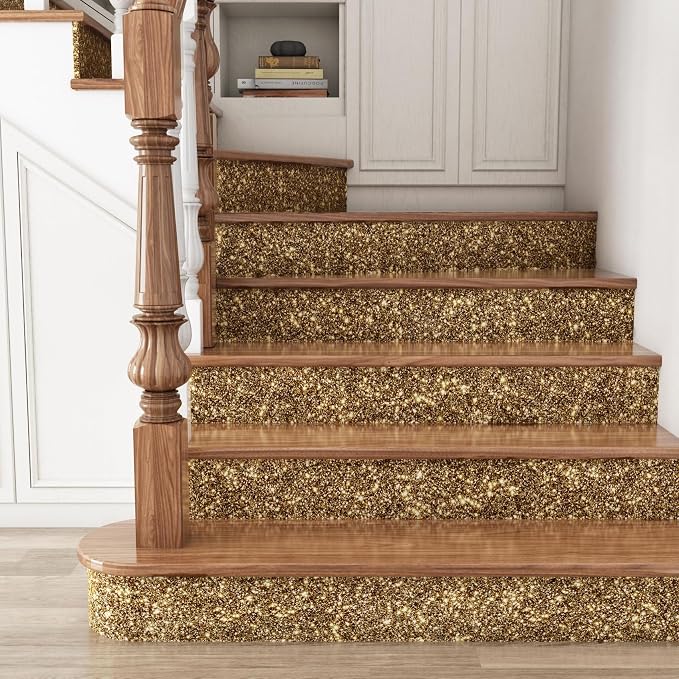 FunStick Brown Gold Glitter Wallpaper Border Peel and Stick Wall Border Trim Removable Bathroom Mirror Border Peel and Stick Sparkly Glitter Contact Paper for Wall Decor Bulletin Board Vinyl 3.9"x200" - Image 6