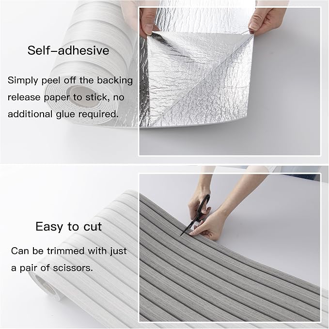 Gray Peel and Stick Slat Wall Panels,Wood Grain Paneling 118"x15.75" | (13Sq.ft)Self-Adhesive,Soundproof,Moisture-Resistant,3D,Faux Wood Panels,for Bedroom,Bathroom,Entryway,Walls & Ceilings - Image 5