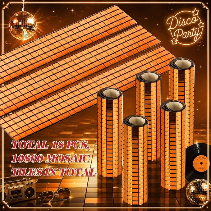 10800 Pieces Orange Disco Mirror Tile Self-Adhesive Mirrors Mosaic Tile - Image 4