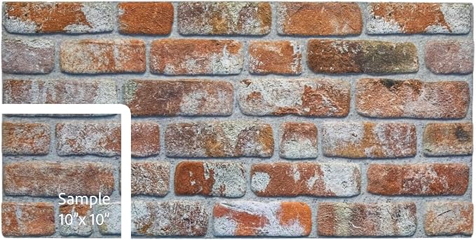 Dundee Deco 3D Wall Panels Faux Brick - Cladding Red Grey Brown Stone Look Wall Paneling, Styrofoam, Sample, Size 10 x 10 in. by DundeeDeco