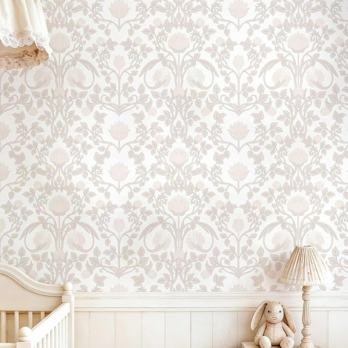 YXTII 590.5" × 17.3" Pink Peel and Stick Wallpaper, Floral Wallpaper for Bedroom Bathroom Self Adhesive Removable by YXTII