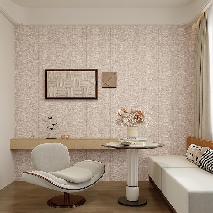 Yutianli 3D Wall Panel Peel and Stick Soundproof Foam Linen Wall Cloth Yellow 16.7"x118" Self-Adhesive Decorative Wallpaper Anti-Collision Wall Padding - Image 3
