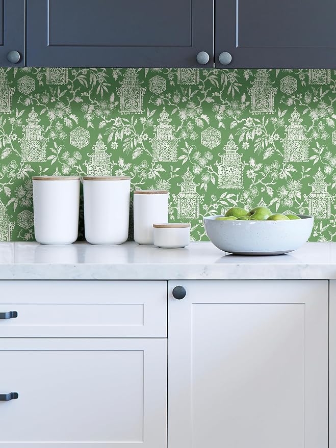 NuWallpaper Danson Peel and Stick Wallpaper, Green Boho Floral Removable Contact Paper for Walls, Self Adhesive Wall Covering for Bedroom Living Room Accent Wall - Image 4