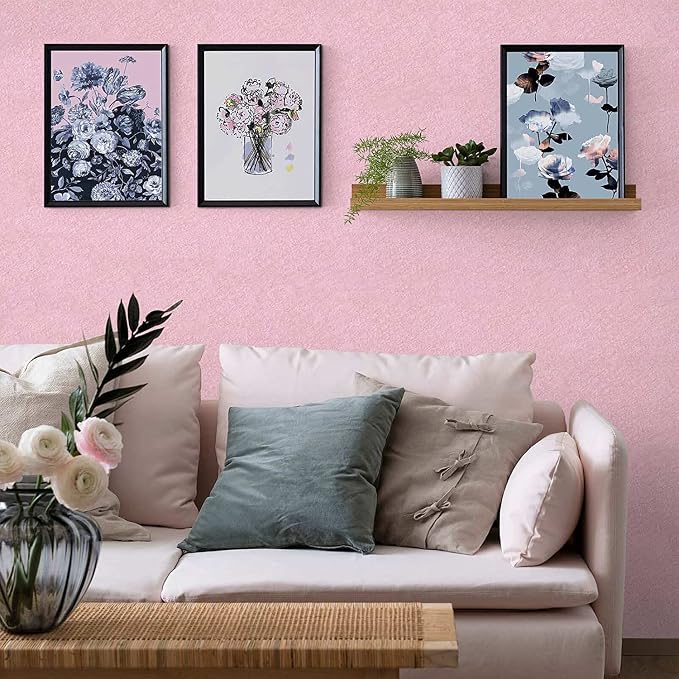 Pink Wallpaper Embossed Silk Self Adhesive Peel and Stick Contact Paper | 15.7" X 196.8" Removable Waterproof Bathroom Home Decorative Vinyl Wrap Film Cabinet Furniture Countertop Shelf Paper - Image 4