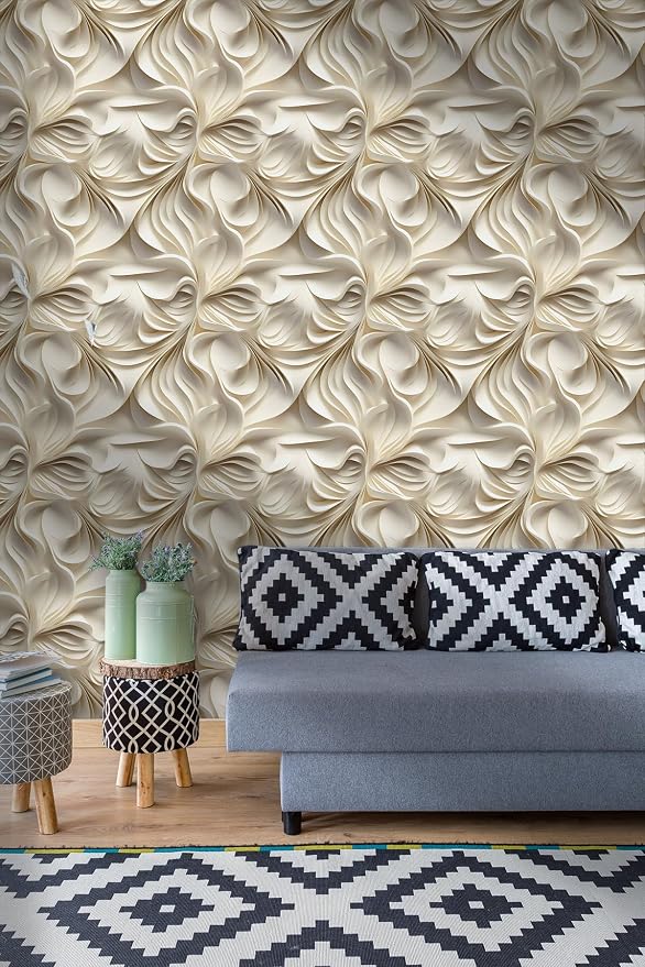 Peel and Stick Wallpaper Flat 3D Effect Interior Wall Décor Contact Self Adhesive Removable Wallpaper Renter Friendly for Bedroom Living 17.7in x 6.6ft（Not Textured Wallpaper） - Image 5