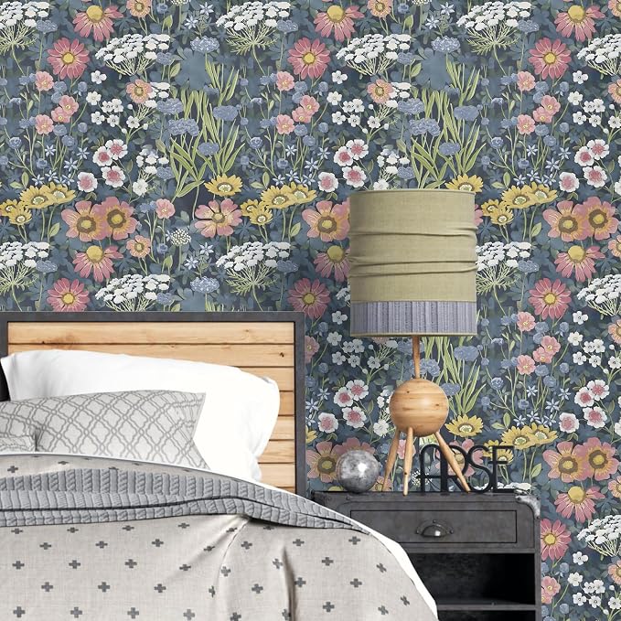 Orainege Vintage Floral Wallpaper Peel and Stick Wallpaper Daisy | Floral Contact Paper 17.7in x118.1in Boho Self Adhesive Removable Wall paper for Bedroom Bathroom Decorative - Image 2
